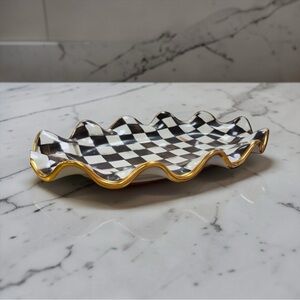 MacKenzie-Childs Courtly Check large Ceramic Serving Platter, scalloped edges
